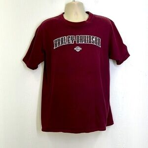 Harley Davidson - Burgundy Manatee Crystal Rivers Short Sleeve Shirt Size Large